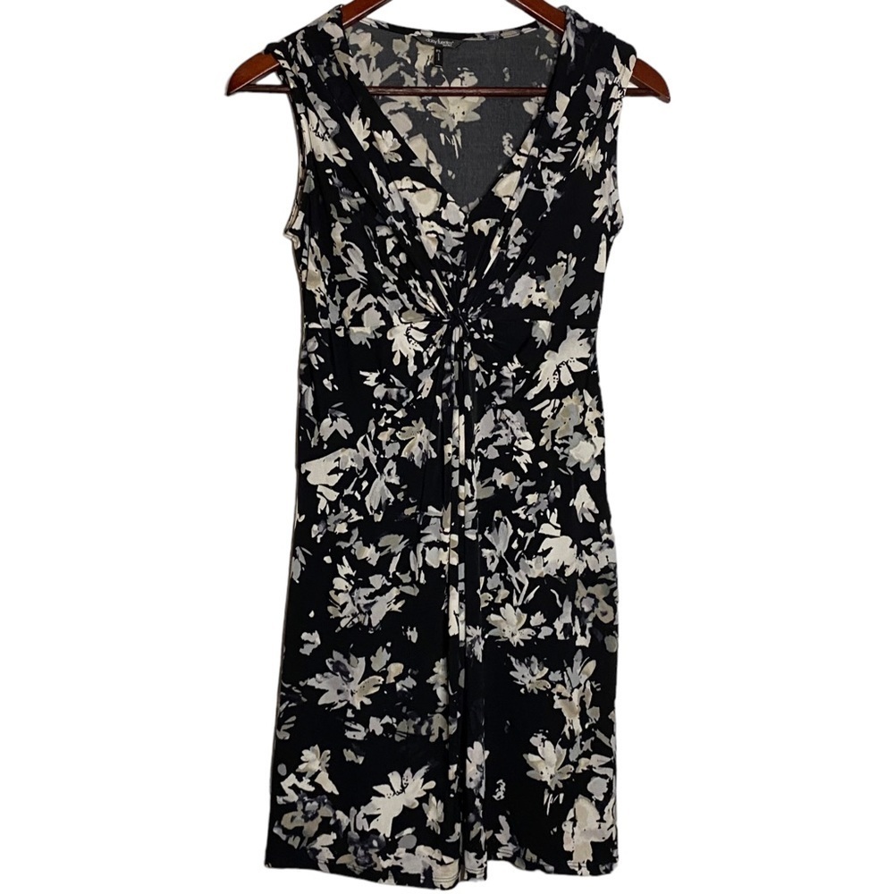 Daisy Fuentes Petites Mini Dress Empire Waist A-Line Floral Black White SP PS